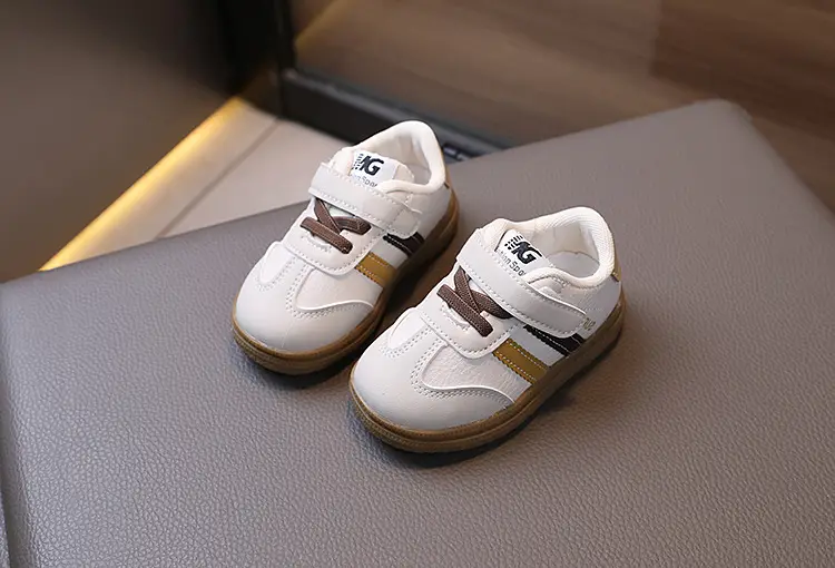 New Kids' Casual Board Shoes White Brown German Training — feature 2