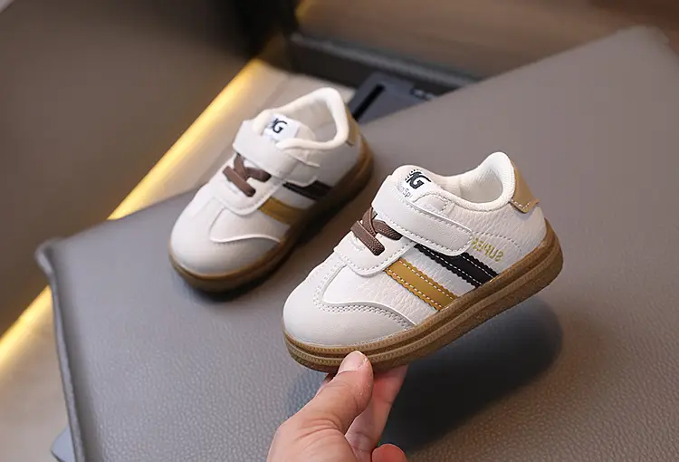 New Kids' Casual Board Shoes White Brown German Training — feature 3