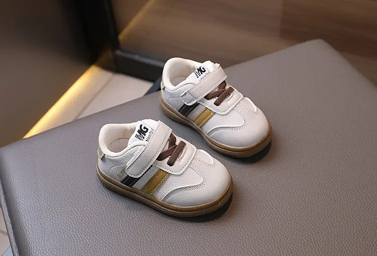New Kids' Casual Board Shoes White Brown German Training — feature 4