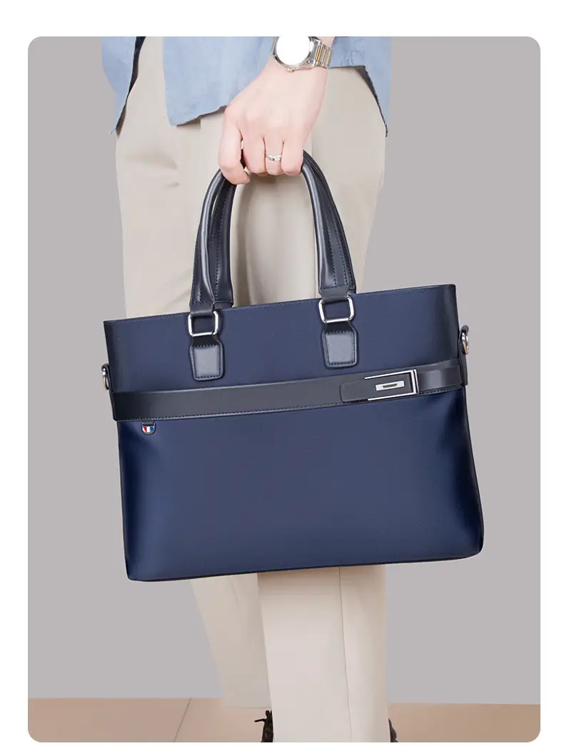 Men's Navy Blue Business Handbag Large Capacity Office Travel — feature 18