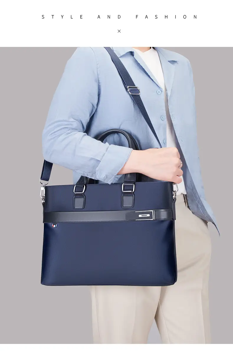 Men's Navy Blue Business Handbag Large Capacity Office Travel — feature 19