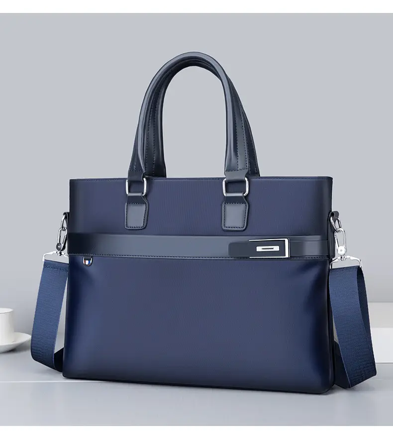 Men's Navy Blue Business Handbag Large Capacity Office Travel — feature 23