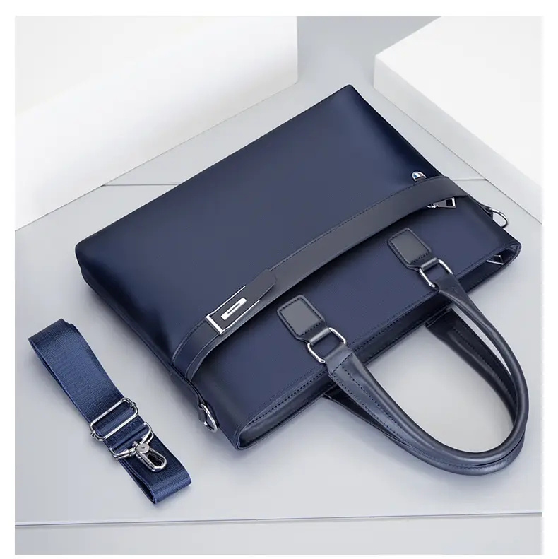 Men's Navy Blue Business Handbag Large Capacity Office Travel — feature 24