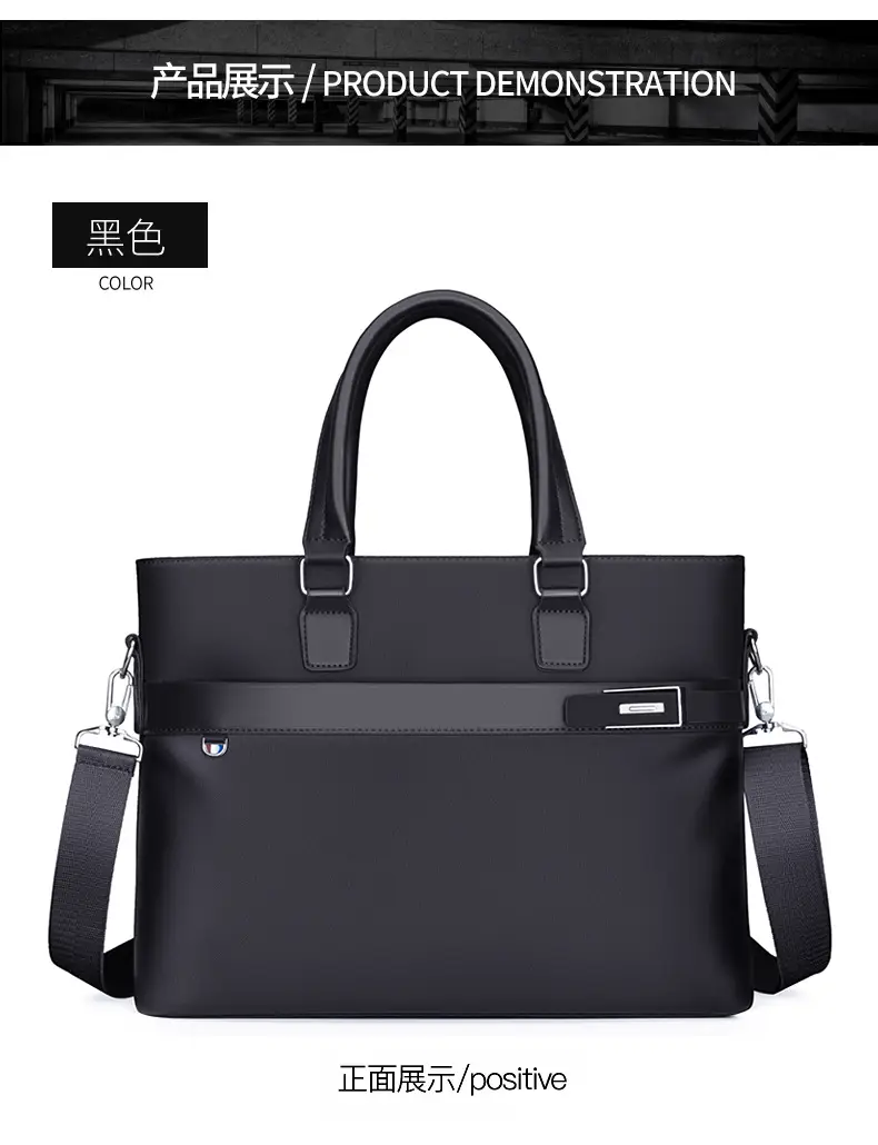 Men's Navy Blue Business Handbag Large Capacity Office Travel — feature 25