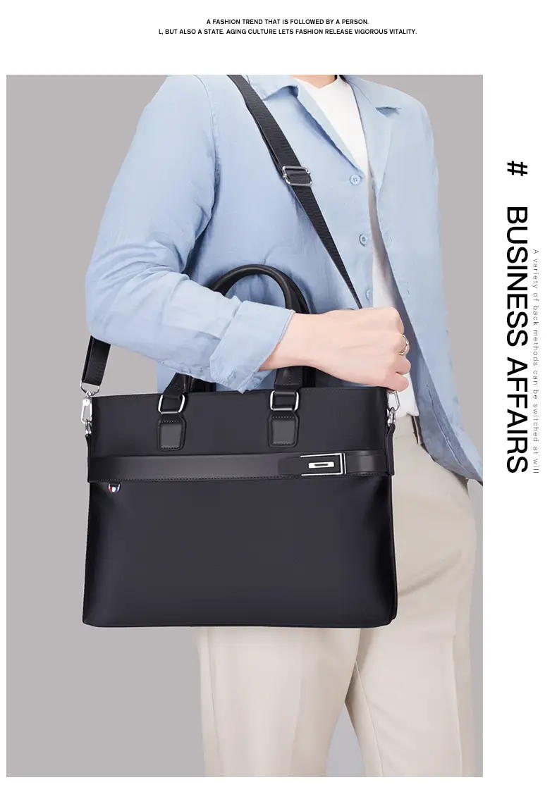 Men's Navy Blue Business Handbag Large Capacity Office Travel — feature 4