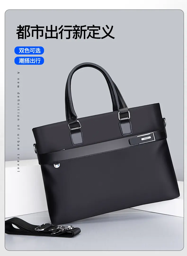 Men's Navy Blue Business Handbag Large Capacity Office Travel — feature 9