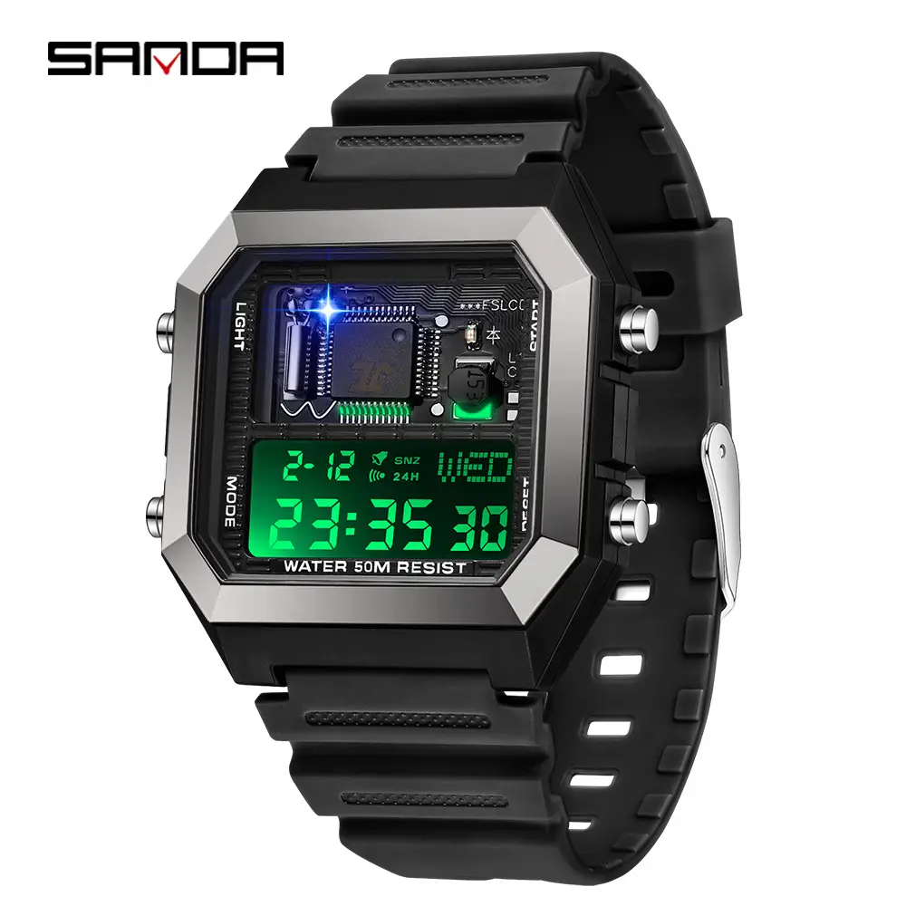 Sanda Cross-Border LED Luminous Sports Watch 35.7° - Image 2