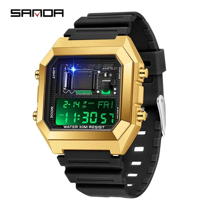 Sanda Cross-Border LED Luminous Sports Watch 35.7° - Image 4