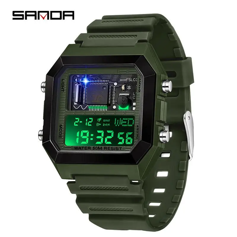 Sanda Cross-Border LED Luminous Sports Watch 35.7° - Image 6