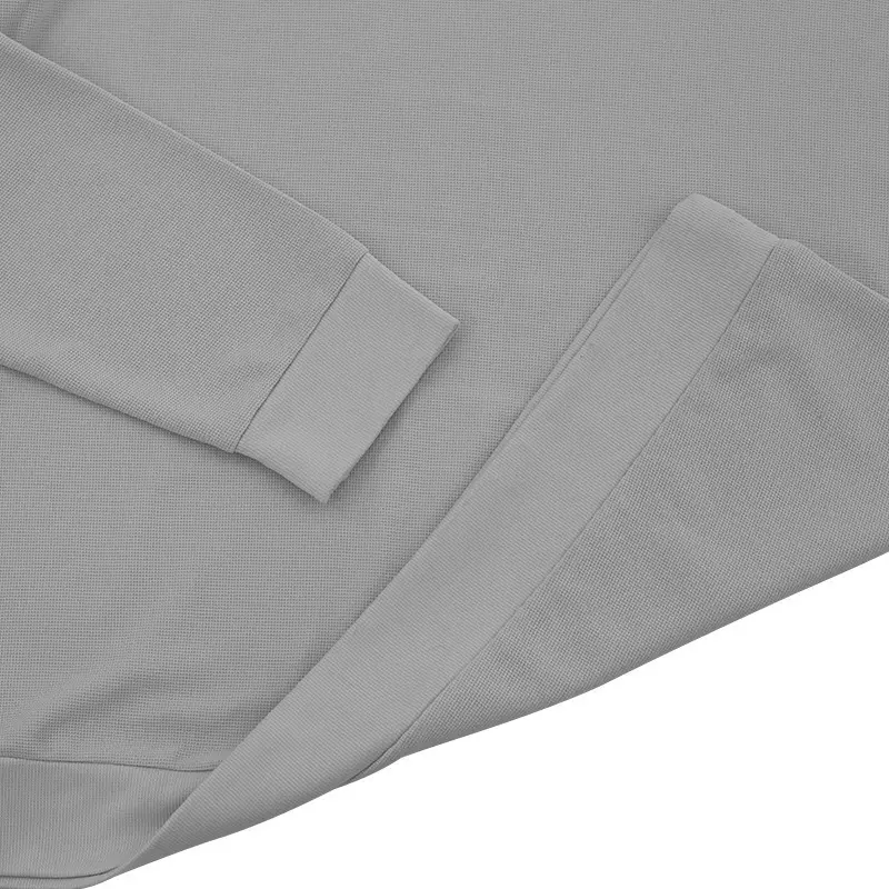 Men's Waffle Knit Lapel T-Shirt Cream Long Sleeve — feature 38