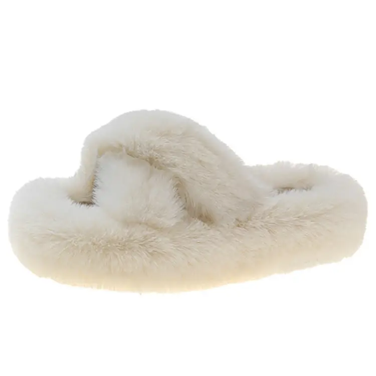 New Autumn and Winter Furry Slippers for Women, Casual Fashion Cotton Slippers, Warm Outer Wear, Thick-soled Platform Cotton Slippers, Home Shoes