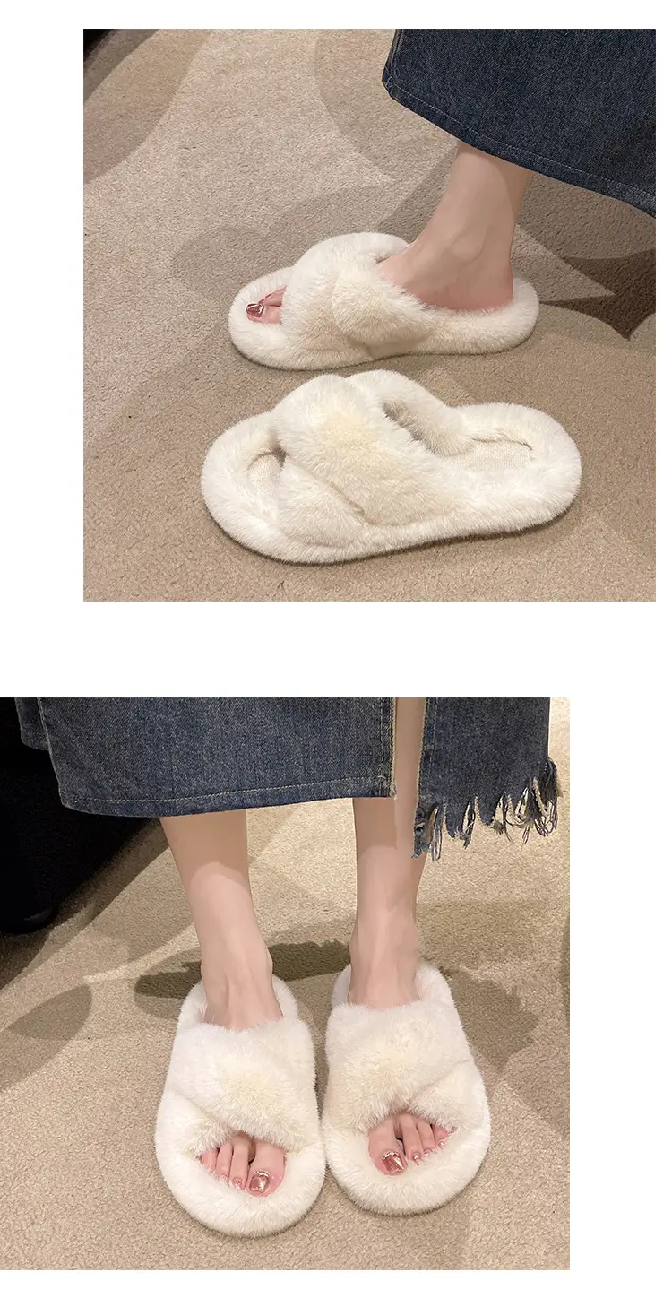 New Autumn and Winter Furry Slippers for Women, Casual Fashion Cotton Slippers, Warm Outer Wear, Thick-soled Platform Cotton Slippers, Home Shoes — feature 7