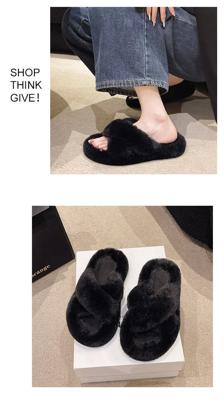 New Autumn and Winter Furry Slippers for Women, Casual Fashion Cotton Slippers, Warm Outer Wear, Thick-soled Platform Cotton Slippers, Home Shoes — feature 9