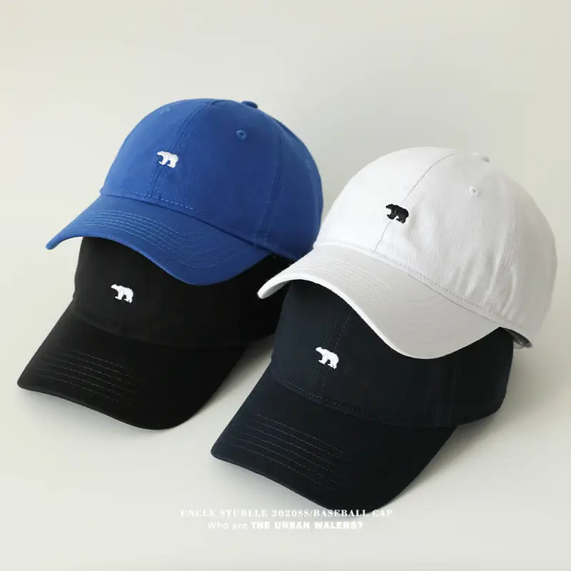 Korean Bear Cap Blue Black White Baseball Cap - Image 8