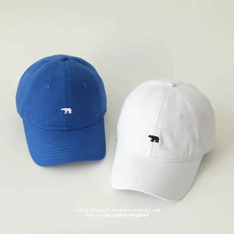 Korean Bear Cap Blue Black White Baseball Cap — feature 11