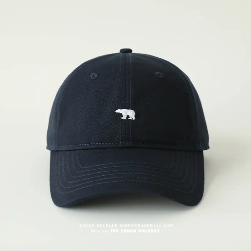 Korean Bear Cap Blue Black White Baseball Cap — feature 13