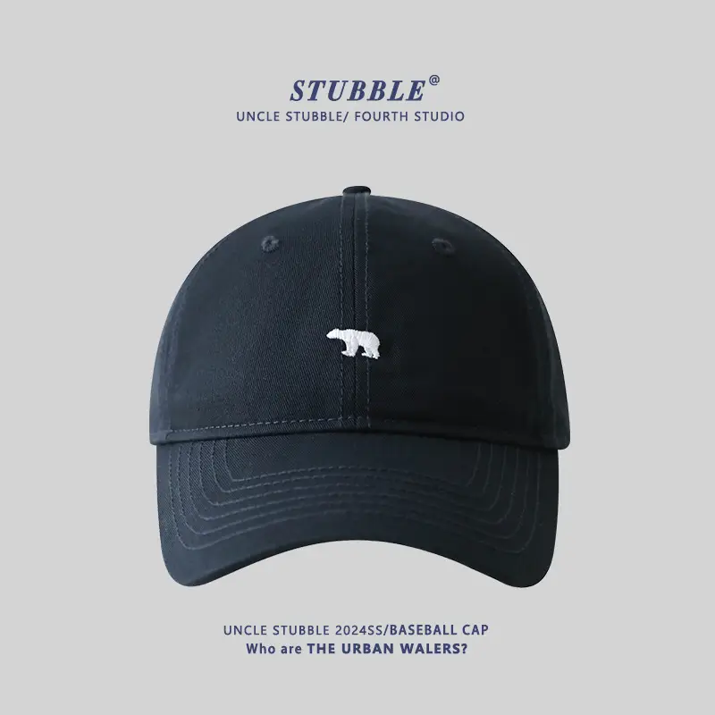 Korean Bear Cap Blue Black White Baseball Cap - Image 5