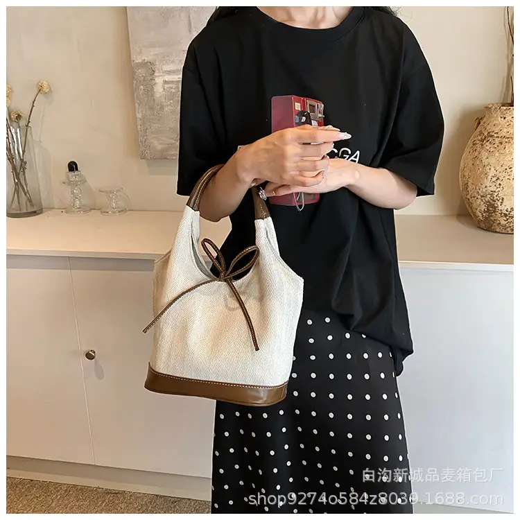 Women's Beige Black French Niche Shoulder Bag — feature 11