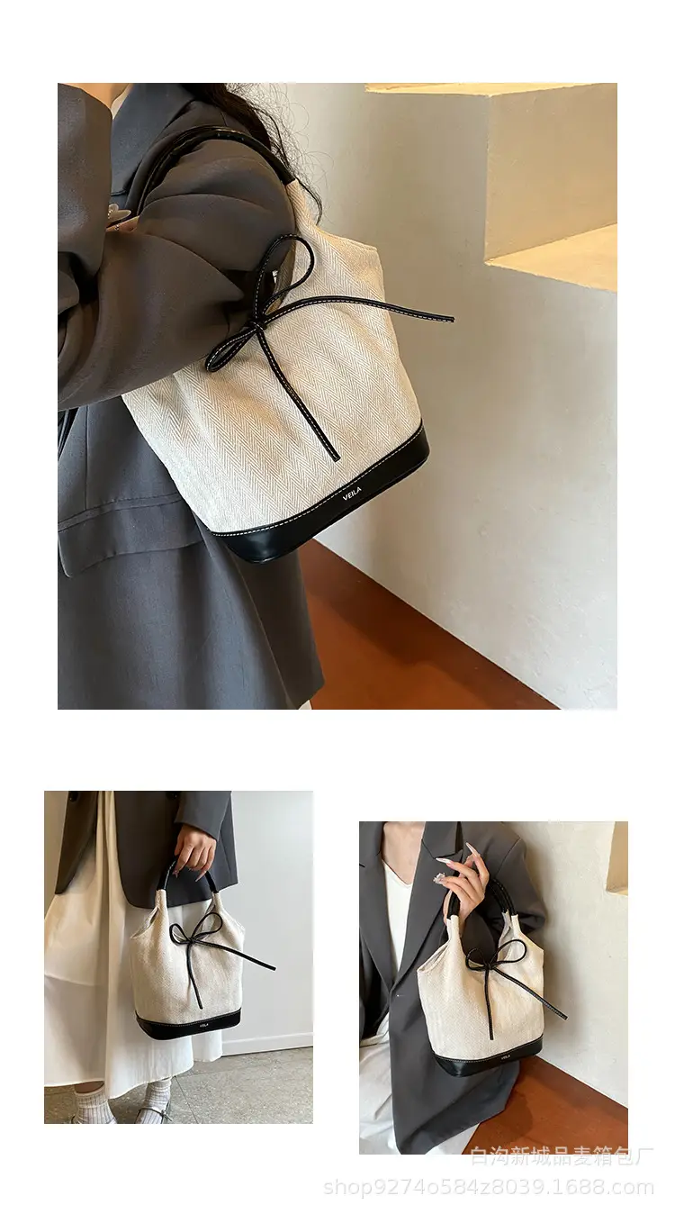 Women's Beige Black French Niche Shoulder Bag — feature 3