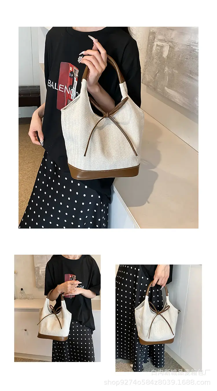 Women's Beige Black French Niche Shoulder Bag — feature 4