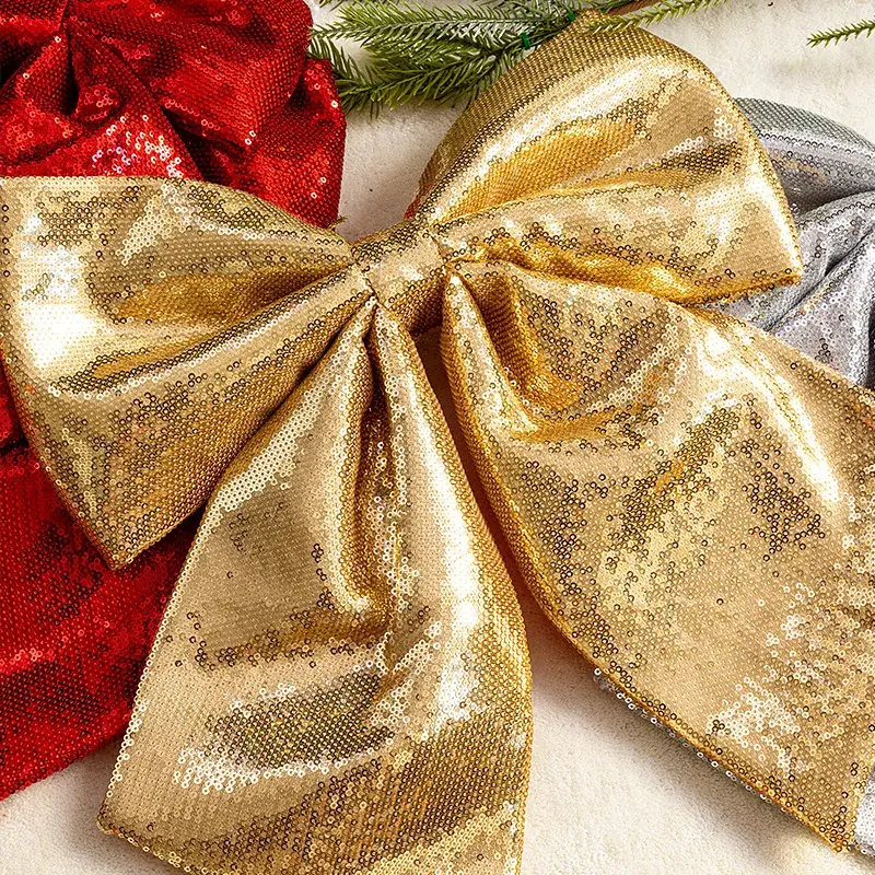 Pink Sequins Cross Border Christmas Bow 40cm Large - Image 22