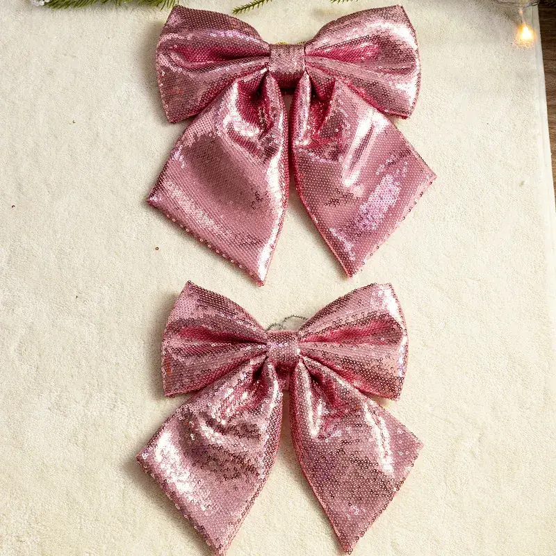 Pink Sequins Cross Border Christmas Bow 40cm Large - Image 23