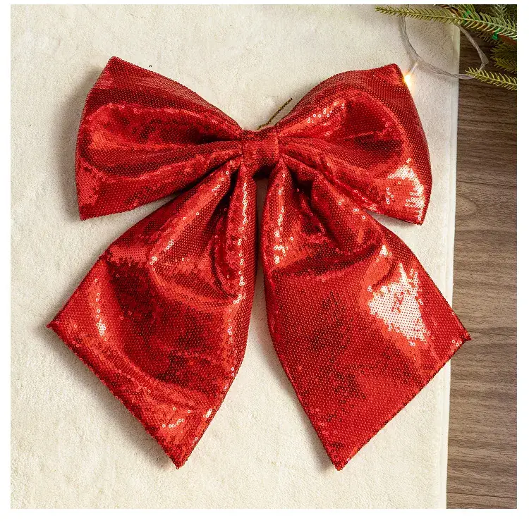 Pink Sequins Cross Border Christmas Bow 40cm Large — feature 10