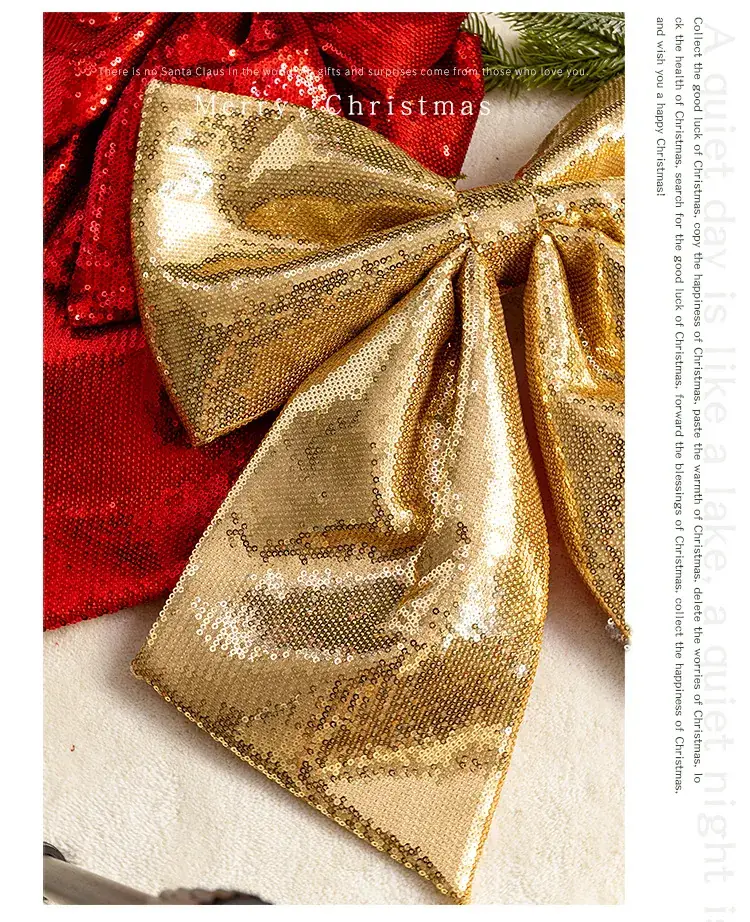 Pink Sequins Cross Border Christmas Bow 40cm Large — feature 5
