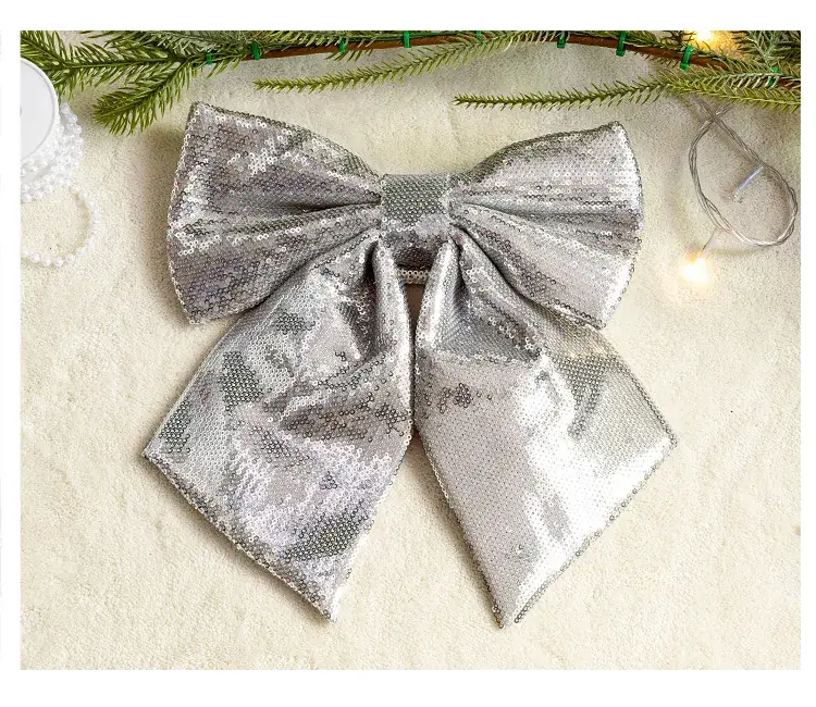 Pink Sequins Cross Border Christmas Bow 40cm Large — feature 7