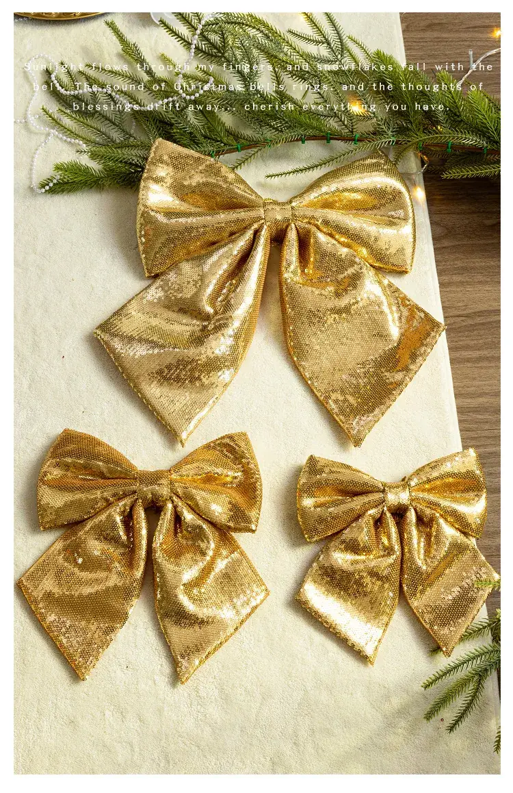Pink Sequins Cross Border Christmas Bow 40cm Large — feature 8