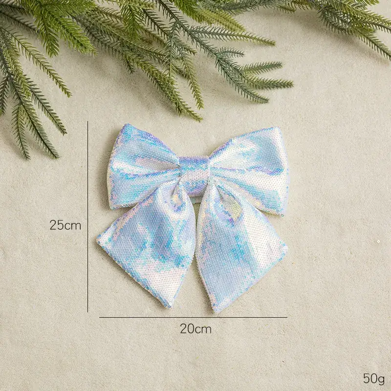 Pink Sequins Cross Border Christmas Bow 40cm Large - Image 13