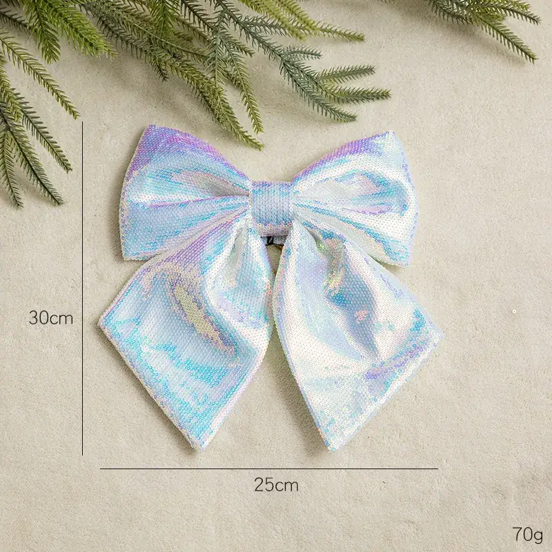 Pink Sequins Cross Border Christmas Bow 40cm Large - Image 14