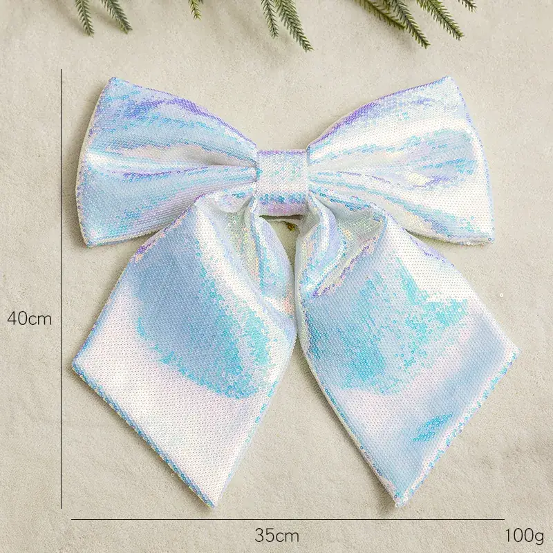 Pink Sequins Cross Border Christmas Bow 40cm Large - Image 15