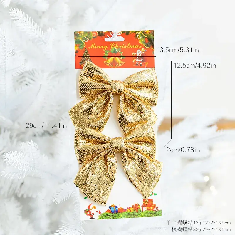Pink Sequins Cross Border Christmas Bow 40cm Large - Image 16