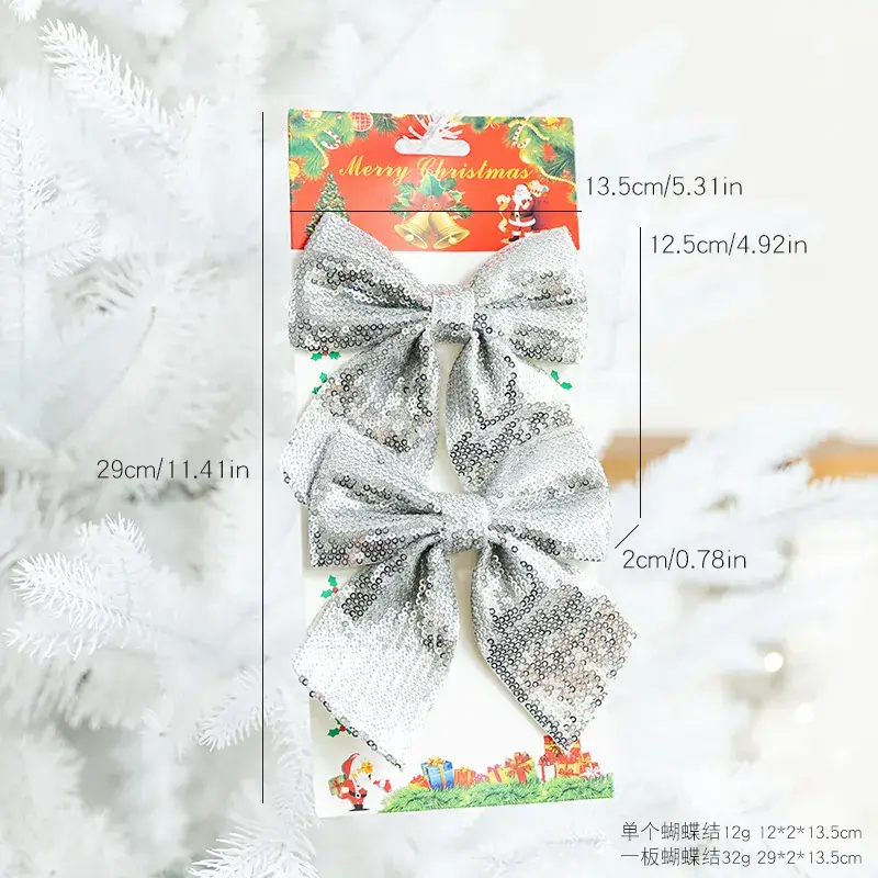 Pink Sequins Cross Border Christmas Bow 40cm Large - Image 17
