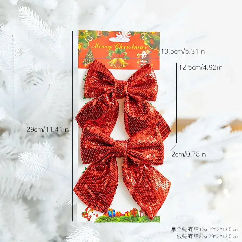 Pink Sequins Cross Border Christmas Bow 40cm Large - Image 18