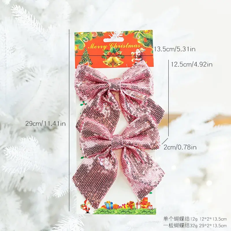 Pink Sequins Cross Border Christmas Bow 40cm Large - Image 19