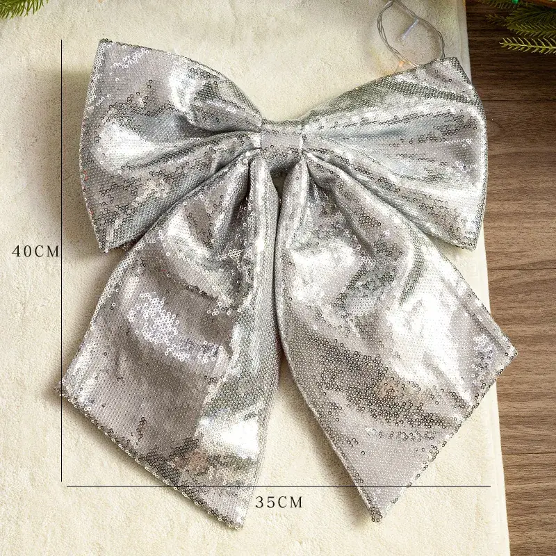 Pink Sequins Cross Border Christmas Bow 40cm Large - Image 6