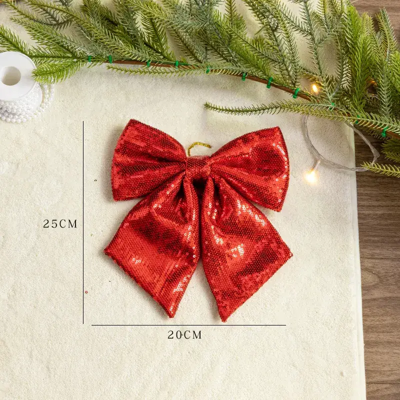 Pink Sequins Cross Border Christmas Bow 40cm Large - Image 7