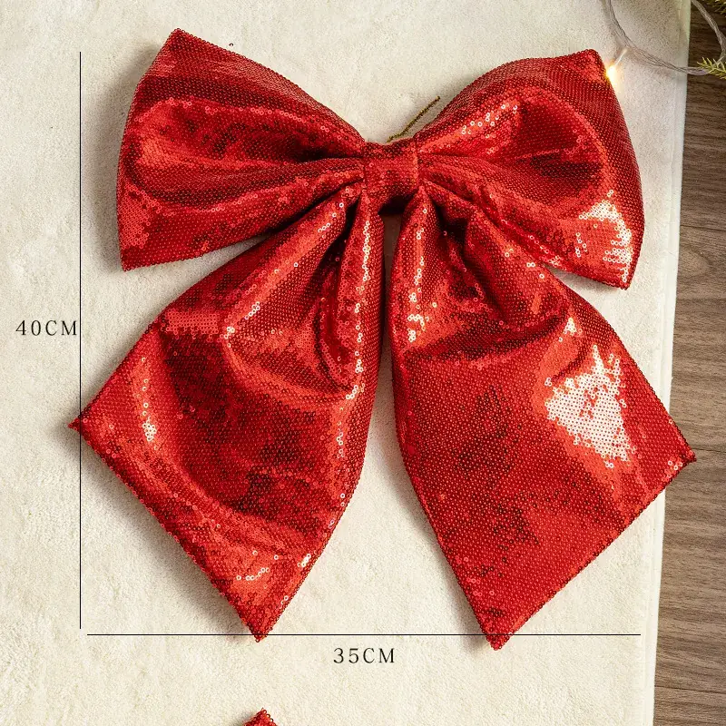 Pink Sequins Cross Border Christmas Bow 40cm Large - Image 9