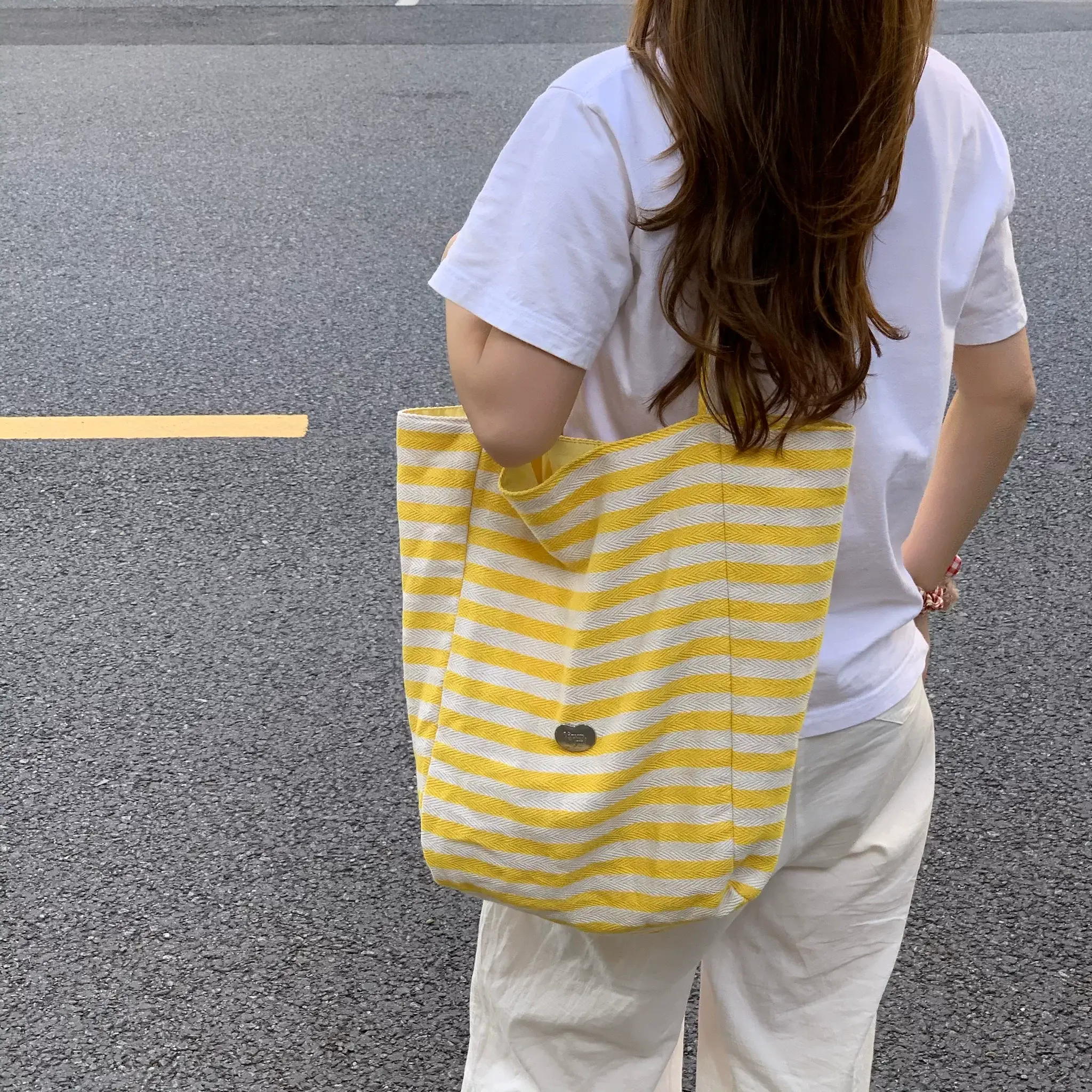 Red Striped Korean Style Ins Tote Bag Large Capacity — feature 11