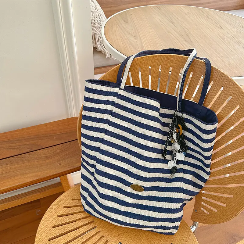 Red Striped Korean Style Ins Tote Bag Large Capacity