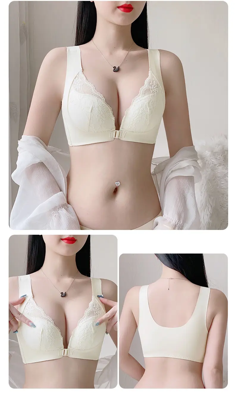 French Lace Underwear Women's Anti-Sagging Front Buckle Bra — feature 23