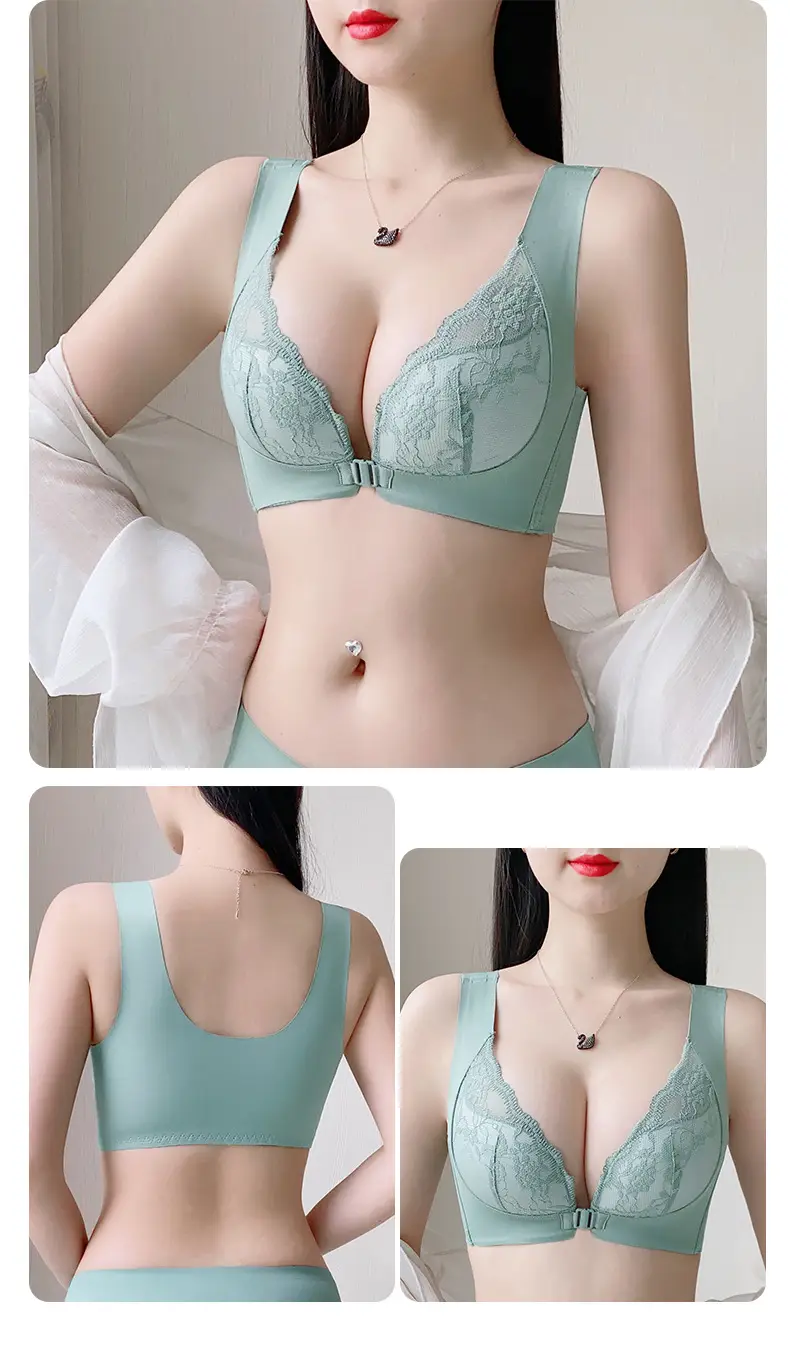 French Lace Underwear Women's Anti-Sagging Front Buckle Bra — feature 24