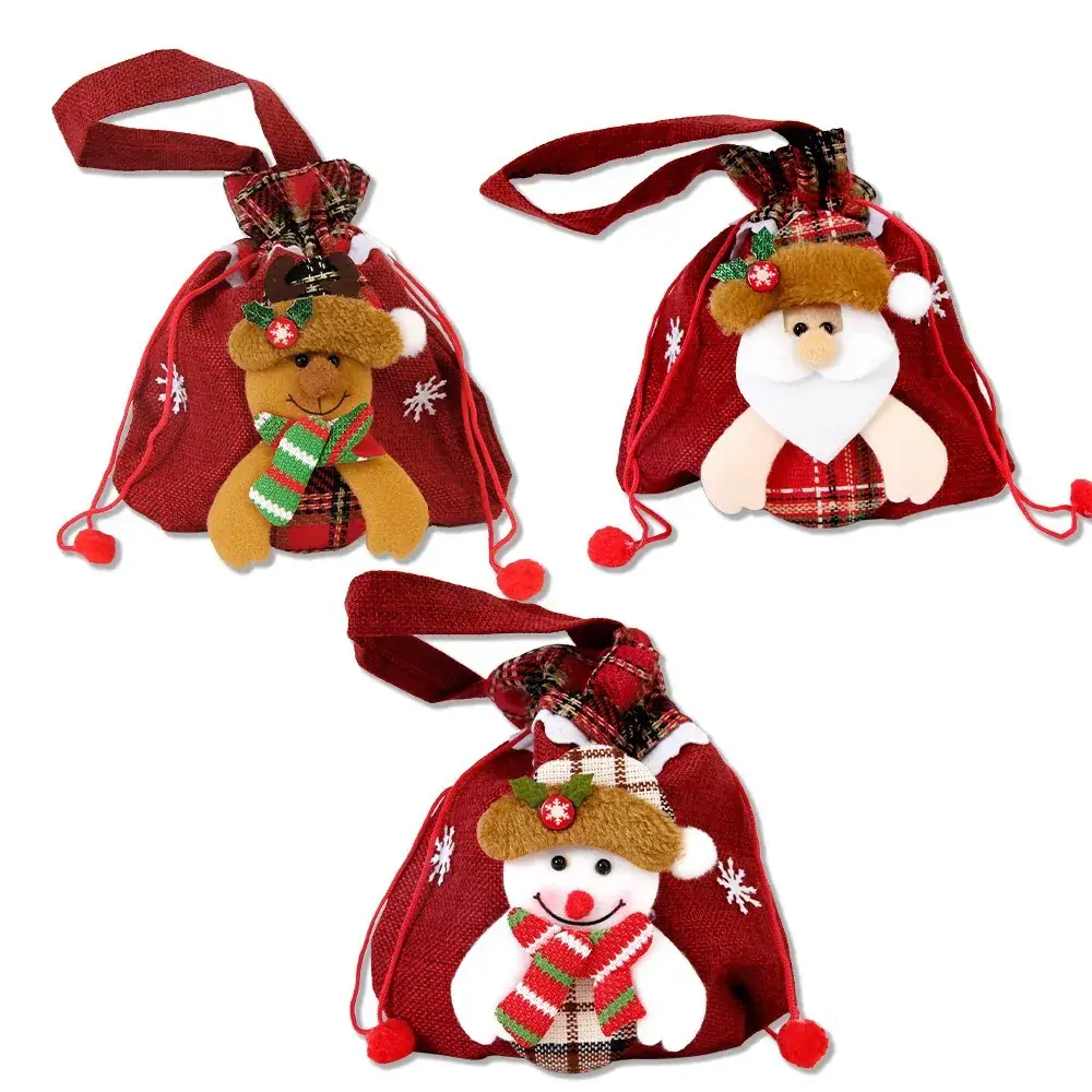 Christmas Candy Bag Tote Bag Drawstring Pouch Cartoon Apple
