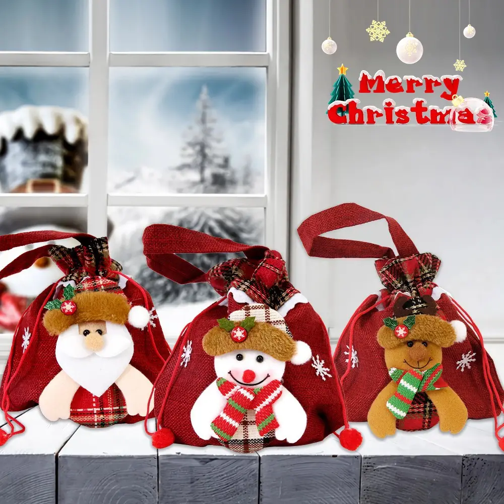 Christmas Candy Bag Tote Bag Drawstring Pouch Cartoon Apple — feature 4
