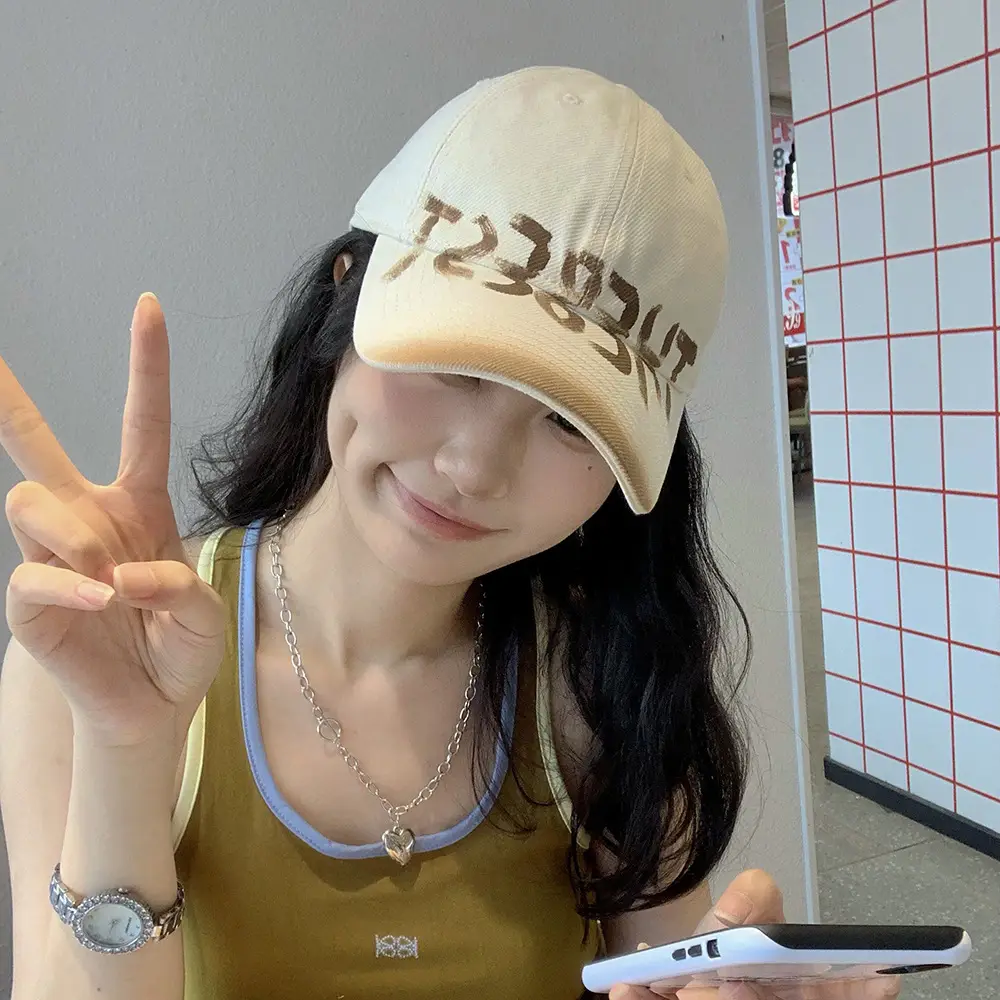 Old American Letter Baseball Cap for Kids Vintage Washed Summer Face Small Wear Soft Top All-match Cap Couple - Image 7