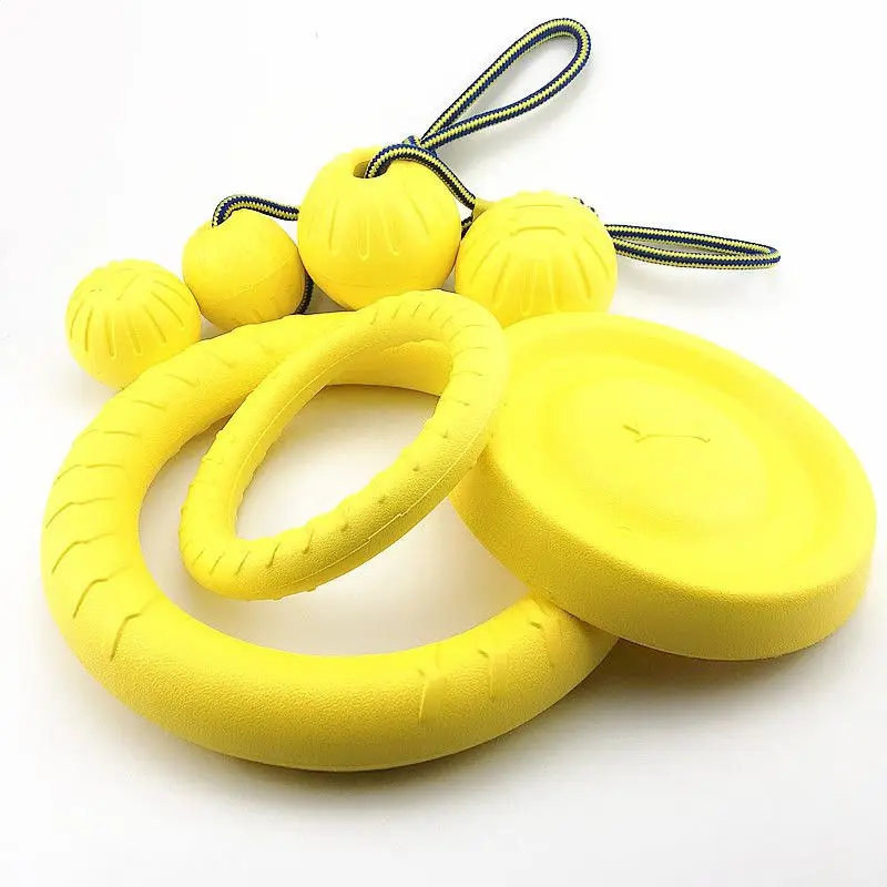 in stock Pet Toy Ball Dog Floating Frisbee Pull Ring Training Dog Pull Ring Bite-resistant Molar Pet Ball Wearing Rope Ball