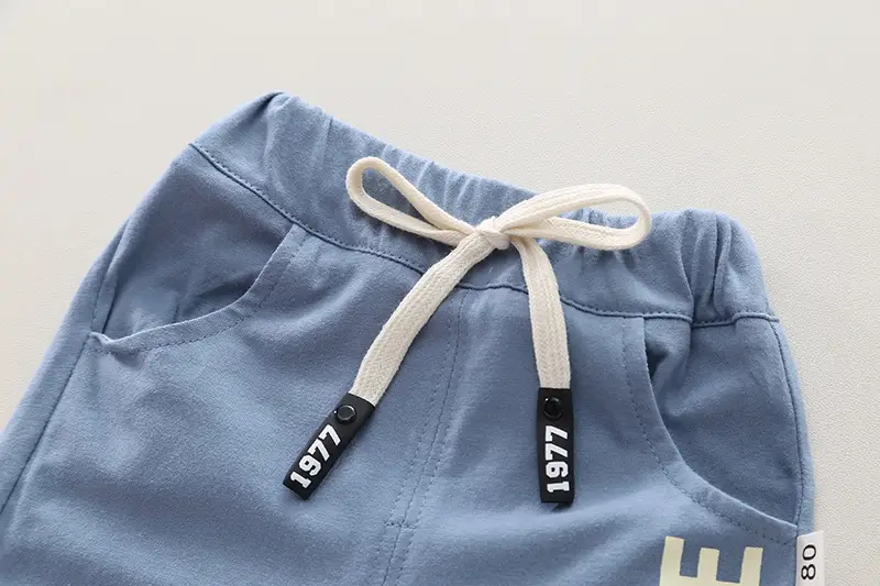 Children Cotton Printed T-Shirt Shorts Set Blue Green Summer — feature 12