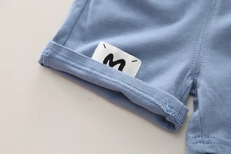 Children Cotton Printed T-Shirt Shorts Set Blue Green Summer — feature 16